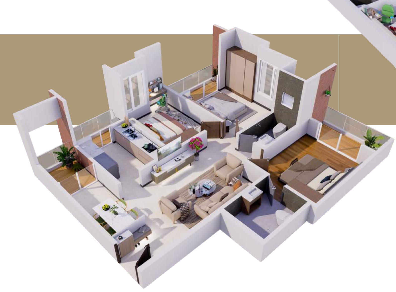 3 BHK Cut Section View 2